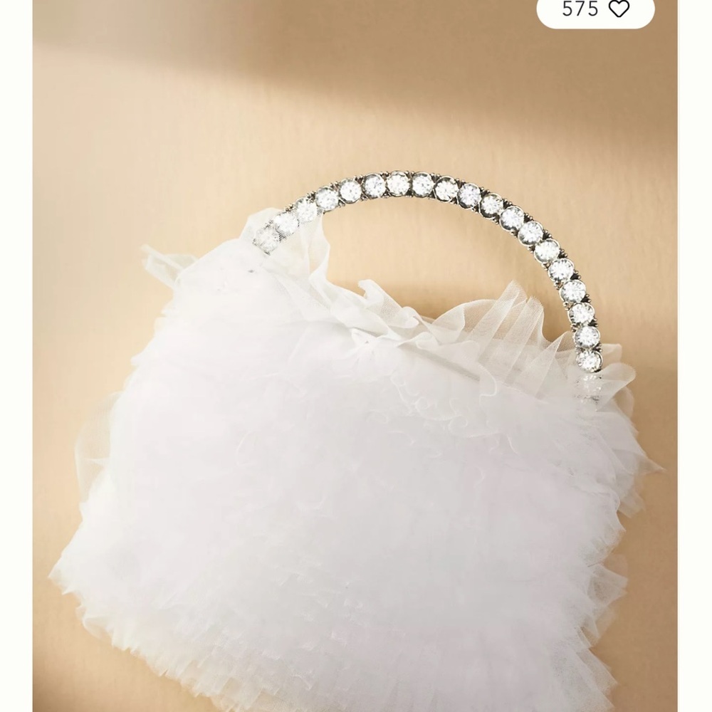 Anthropologie Bagley Mischka jazzie chiffon ruffle pouch clutch